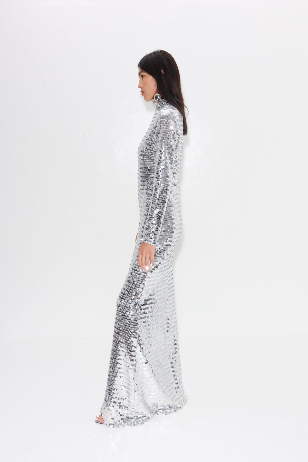 SCULPTYSEQUINDRESSSATELLITESILVER