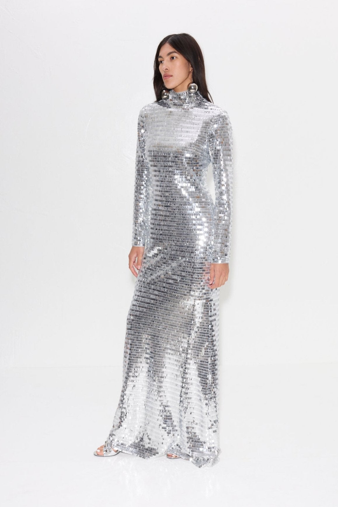 SCULPTYSEQUINDRESSSATELLITESILVER