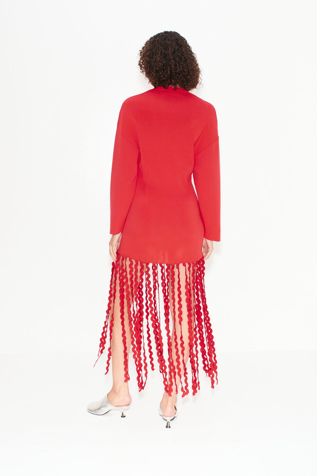 WALLISKNITFRINGEDRESSINRED