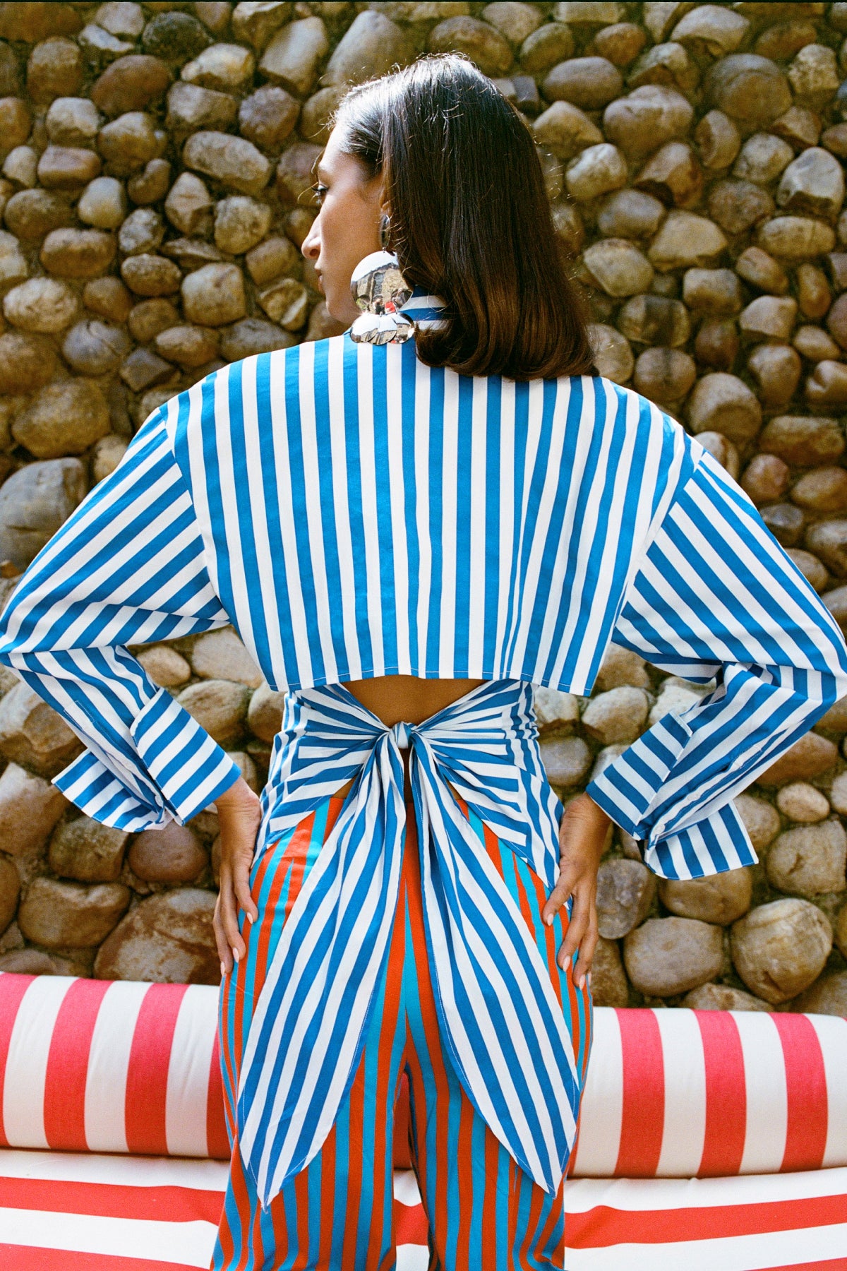 Loch Striped Poplin Button Up in Blue Stripe