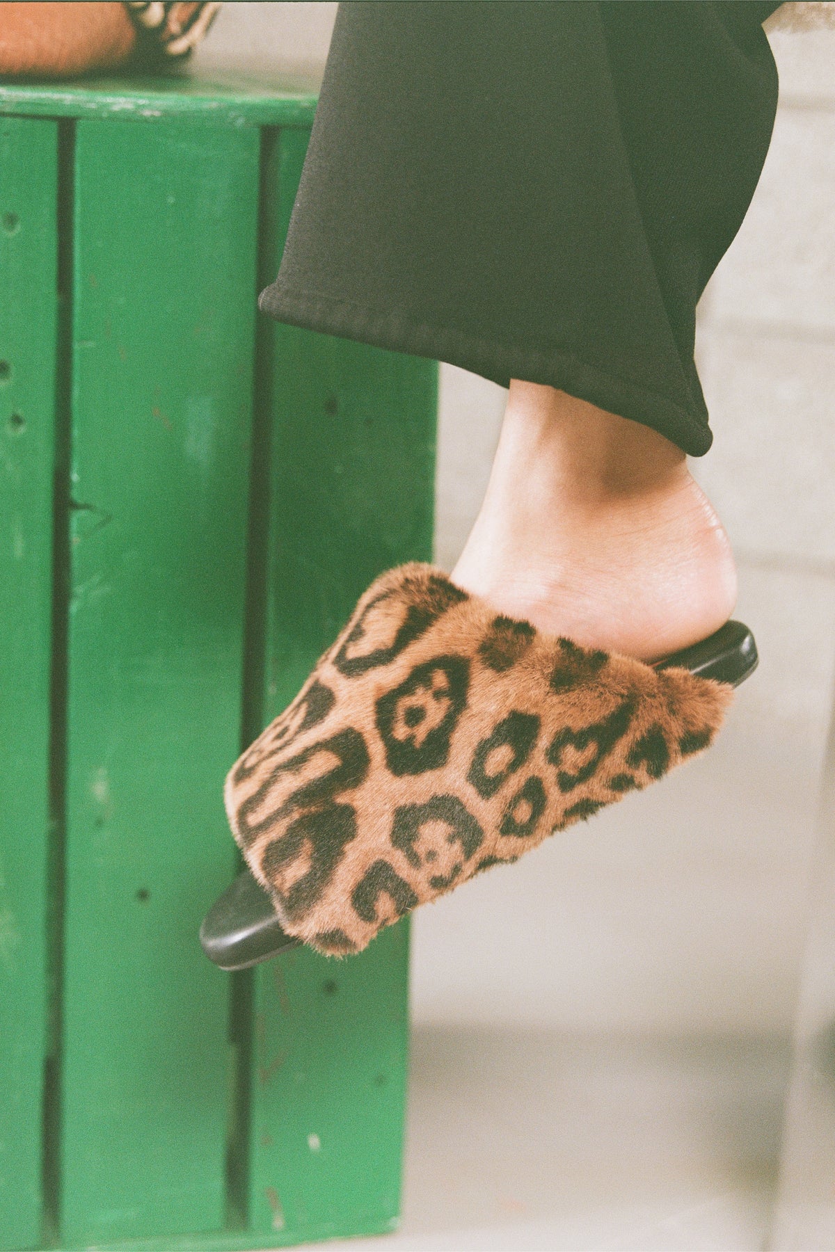 Cheetah Faux Fur Bubble Slide in Cheetah Scramble